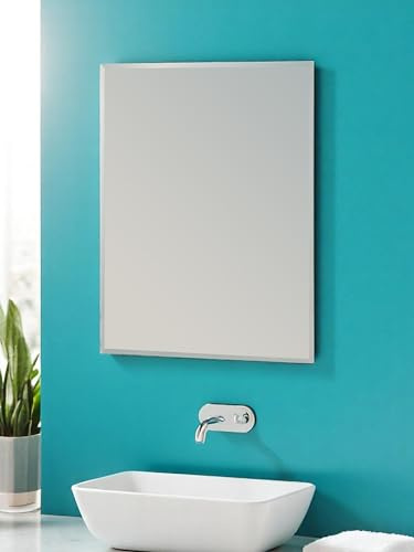 Showerdrape Fairmont Frameless Rectangular Bathroom Wall Mirror, Wall Mounted Bathroom, Modern Bevel Edge Mirror Wall For Living Room Hallway Bedroom