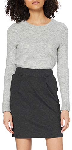 ICHI IHKATE SK Damen Kurzer Rock Minirock mit Stretch und Elastikbund, Größe:S, Farbe:Dark Grey Melange (10021)