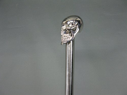 Edelstahl Gehstock Spazierstock Wanderstock 91cm Skull Totenkopf mit Metall Griff Walking Stick
