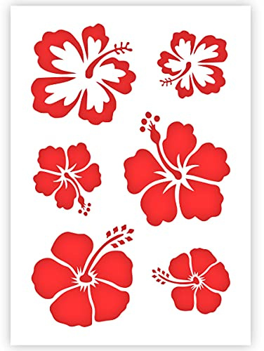 QBIX Pochoir Fleurs Aloha - Format A5 - Pochoir Bricolage Réutilisable Enfants