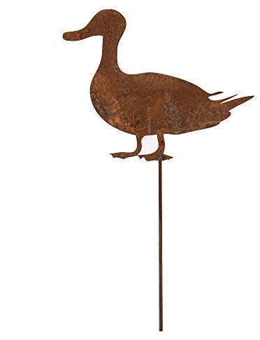 Bentatec Gartenstecker Edelrost Ente 30cm x 30cm mit Metallstab Gartenschild Gartendekoration Dekoratives Element