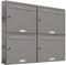 AL Briefkastensysteme 4er Briefkastenanlage Aluminiumgrau RAL 9007, Premium Briefkasten DIN A4, 4 Fach Postkasten modern Aufputz