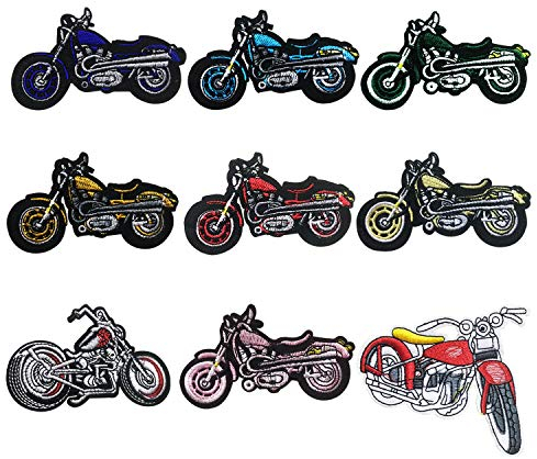 Motorcycle Iron on Patches, Woohome 9 PCS Car Iron On Sew On Patches for DIY Clothing Jeans Jackets Bags Iron-on Repair Kit