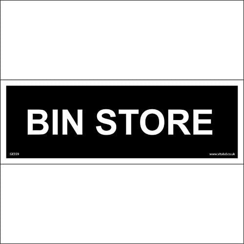 GE559 Bin Store SIGN Door Plaque rubbish trash garbage waste recycle compost 300mm x 100mm Dibond/Composite Aluminium
