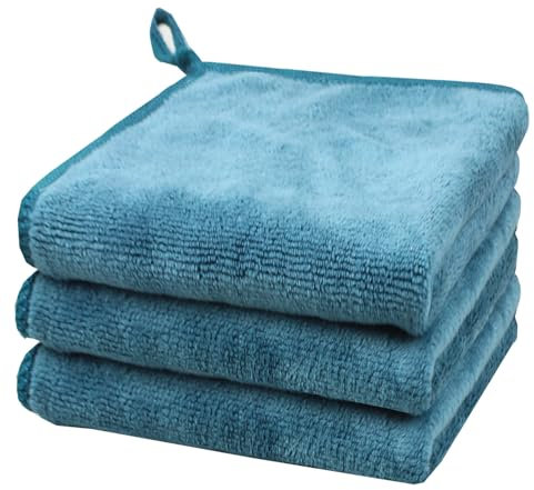 HIDMD Microfibre Face Cloth Makeup Remover Cloth Facial Washcloths Face Cleaning Towels For Eye Face Exfoliating Bath 30CM X 30CM 3 PACK Ice blue