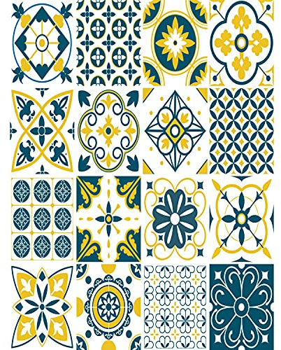 FoLIESEN Fliesenaufkleber für Bad, Küche, Badezimmer - Fliesen-Folie selbstklebend - Mediterrane Ornamente - 16 Klebefliesen, .:15x20 cm / 16-tlg. Set