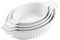 MALACASA, Serie Bake.Bake, 4 teilig Set Porzellan Backform Kuchenform Brotbackform Back Schale Auflaufform Ofenform Teller Suppenteller in 4 Größe Weiß1