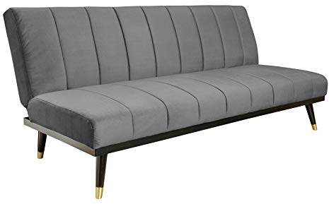 invicta INTERIOR Elegantes 3er Sofa Petit BEAUTÉ 180cm grau Samt mit Schlaffunktion Schlafsofa Schlafcouch