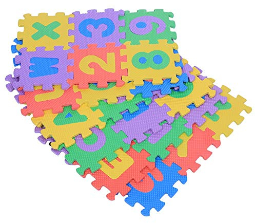 36 Stücke Puzzlematte, Kinderteppich Spielmatte, Schaumstoffmatte Kinderteppich Zahlen und Alphabet Matte, Eva Foam Mat, Größe jeder Matte 12 x 12 cm