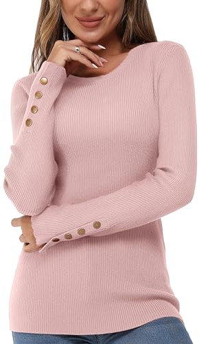 Newshows Pullover Damen Herbst Strickpullover Elegant Damenpullover Winter Pulli Damen Dunkelrosa