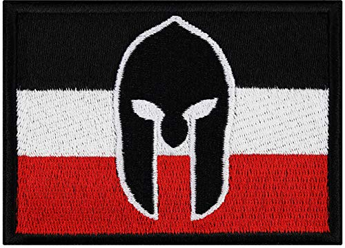 Aufnäher Germany Spartaner Deutsches Kaiserreich Flagge Biker Patch Rocker Bügelbilder für alle Stoffe | Heavy Metal Sticker zum annähen/aufbügeln | 90x65mm