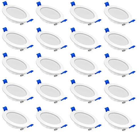 NAIZY LED Einbaustrahler 230V Ultra Flach Einbauleuchte 20er Set 5W Badleuchte Einbauspot Aluminium Mini Deckenspot für Wohnzimmer, Schlafzimmer und Küche - 20x5W, Kaltweiß