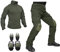Lilychan Tactical Military Suits für Herren Langarm-Rip-Stop-Uniformen Combat Shirt und Pants Elbow Knee Pads (Grün, XL)