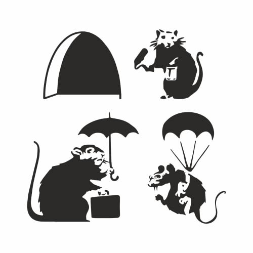 tradercat Wandaufkleber Wandtattoo Banksy Set - 3x11cmx5 cm - für Wohnzimmer, Esszimmer, Küche, Schlafzimmer, Kinderzimmer, etc. – mit Anleitung