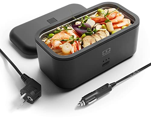 monbento - MB Warmer Onyx - Lunch Box Chauffante Electrique avec Cable Voiture - Gamelle Chauffante - Bento Chauffant - Idéale pour le Travail/Bureau - Durable et Sûre - Noir