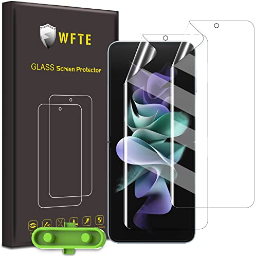 WFTE Compatible with Samsung Galaxy Z Flip 4/Z Flip4 Screen Protector, [2- Pack] Flexible TPU Film Screen Protector [Full Coverage] [HD Clear] [Bubble Free][Fingerprint unlock support](Transparent)