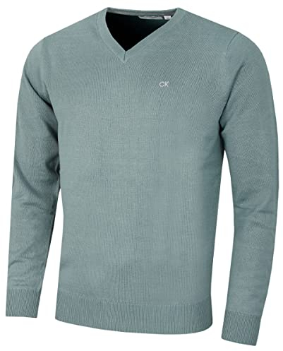 Calvin Klein Hombre con Cuello en v algodón suéter - Sabio - L