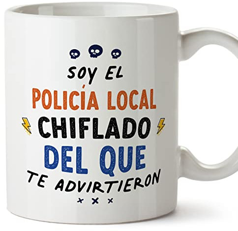 MUGFFINS Tazas para POLICÍA LOCAL hombre - En Español - Todos te advirtieron - 11 oz / 330 ml - Regalo original y divertido