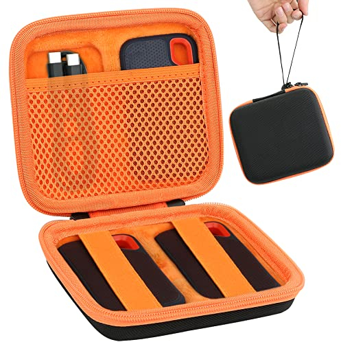 Aenllosi Hart Tasche Hülle für SanDisk Extreme Portable SSD SDSSDE60/SanDisk Portable SSD SDSSDE30 (schwarz und orange) (nur Tasche)