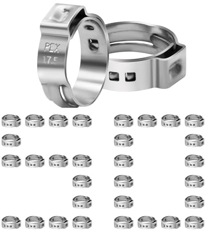 50/100/200 Pack 1/2 PEX Cinch Clamps, Stainless Steel Single Ear Hose Clamps