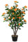 COSTWAY Camelia Plantas Artificiales Decorativas, Camelia de Imitación con 37 Flores Amarillas, Tronco Natural, Guijarros, Plantas Naturales Interior en Maceta para Hogar Oficina (Naranja)