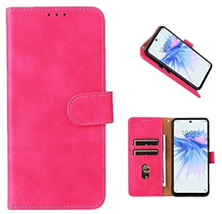 COQUE Housse Apple iPhone 13 Mini, Portefeuille à Rabat avec Fente pour Carte, Housse en Cuir Souple pour Apple iPhone 13 Mini-Rose