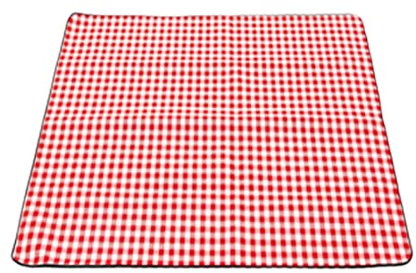 CUCUFA wasserdichte Picknickdecke mit Tragegehalt mit Mehrzweckstrandmatte für Reisecamping rot und weiße Plaid