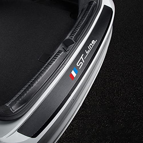 JYMLOV Car Rear Bumper Protector Film, for Fo-rd Focus St Line, Trunk Door Sill Edge Guard Protection Sticker Carbon Fiber Scratch-Resistant Decorative Bar Styling Accessories,Black