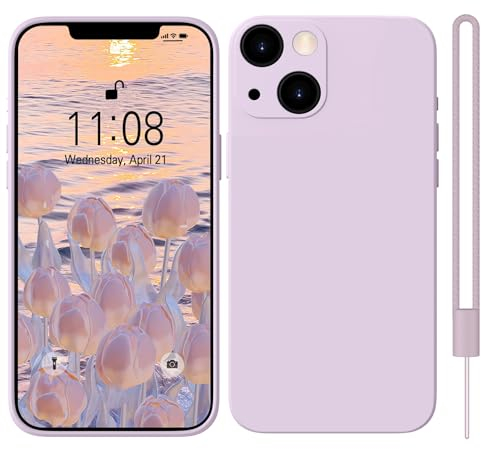 HGH für iPhone 13 Hülle mit Microfiber,Handyhülle für iPhone 13 Kratzfeste Silikon Ultra Dünn Kameraschutz Bumper Cover Case für iPhone 13 6.1 Lila