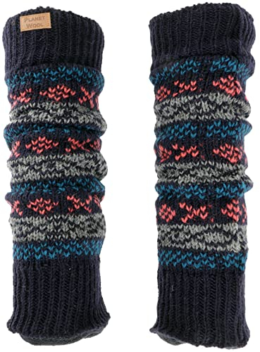 GURU SHOP Wollstulpen aus Nepal, Beinstulpen mit Muster - Blau, Herren/Damen, Synthetisch