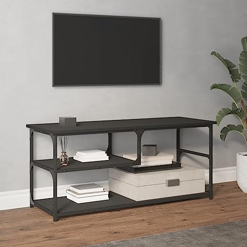 ZEYUAN TV-Schrank Schwarz 103x38x46,5 cm Holzwerkstoff und Stahl Fernsehtisch, TV Lowboard, Fernsehschrank, TV Bank, TV Table, TV Kommode - 831823
