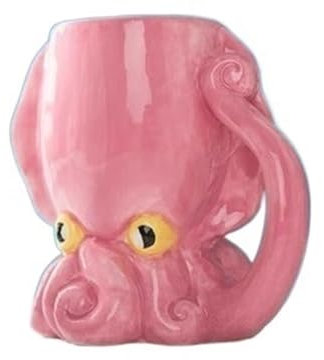 DUNSBY Totem cocktail glass 520ml Pink Octopus Cocktail Mug Personal Ocean Beach Party Drink Cup Whale Ceramic Coffee Mug Beer Wine Mug (Size : 500-700ml, Color : Octopus Mug)