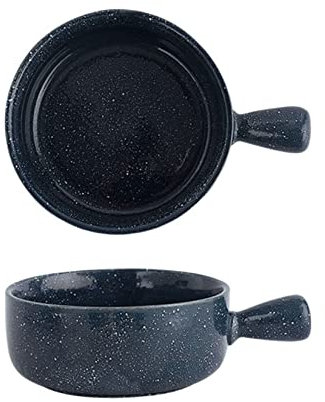 Bols à pâtes, bols à collation, bols à soupe en céramique avec poignée, bols à soupe à l'oignon empilables, bols de service de céréales de 24 oz, bols de cuisson de grande capacité for la cuisine, A-L