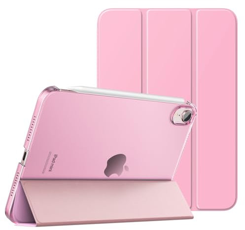 MoKo Case Fit New iPad Mini 6 2021 (6th Generation, 8.3-inch) - Slim Lightweight Hard Clear Back Shell Stand Cover with Translucent Frosted Back Protector, with Auto Wake/Sleep, Nosegay Pink
