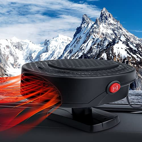 WISCLASS Portable Car Heater Defroster,150W 12V Collapsible Car Heaters Fan Defogger 2 in 1 Modes Heating and Cooling for Fast Heating Defrost Defogger and Automobile Windscreen Fan Cigarette