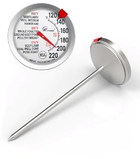 Precision Analog Meat Thermometer: Roasting and Baking Thermometer for Oven/Grill, Easy to Clean. Dishwasher Safe, Without Batteries. Ribs, Turkey, Bison and More: a Must for Perfectly Cooked roasts.