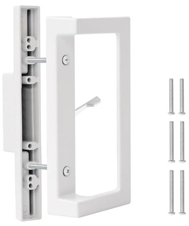 MaxxGeek Poignée de porte coulissante de rechange, réversible sans clé, convient pour une épaisseur de porte de 3,5 cm à 6,3 cm et espacement des trous de vis de 8,6 cm.