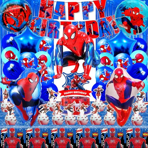 51pcs Deko Geburtstag Kinder, Geburtstagsdeko, Party Deko, Luftballon, Kuchen Deko, Tischdecke, Geburtstagsdeko, Kindergeburtstag
