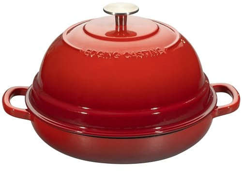 EDGING CASTING Enameled Cast Iron Dutch Oven Pot with Lid, Round Bread Oven for Homemade Sourdough Bread Baking, 6 Quart, Red