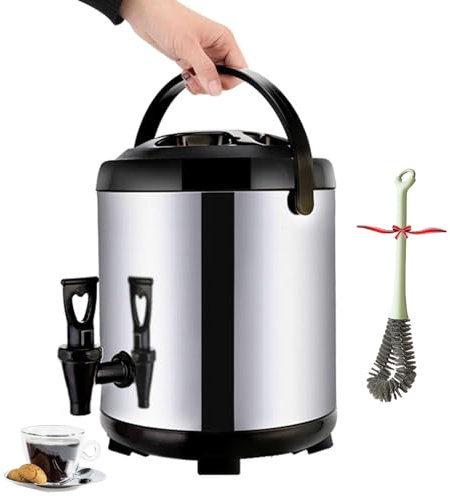 Urna per acqua calda in acciaio inossidabile, urna da tè portatile con rubinetto, perfetta per bevande calde e fredde, caffè, tè, contenitore thermos per latte, distributore di acqua calda,10L