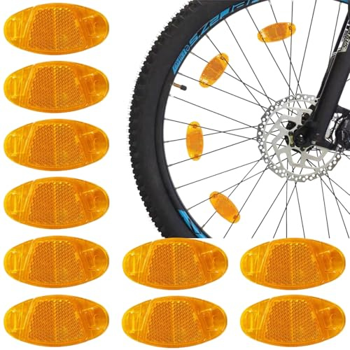 Catadioptre Velo,10pcs Réflecteurs pour Rayon Vélo,Vélo Route Réflecteurs,Catadioptre Velo Roue,Réflecteur de Vélo,Réflecteurs Rayons de Vélo Jaune,pour Améliorer la Sécurité de la Conduite de Nuit