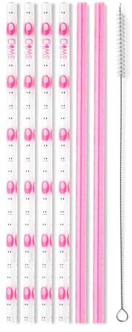 Swig Life Reusable Straws Faboolous + Pink Glitter Tall Straw Set & Cleaning Brush, Each Straw is 10.25 inch Long (Fits Swig Life 20oz Tumblers, 22oz, and 32oz Tumblers)