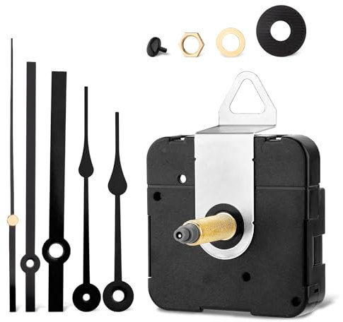 Kit di Riparazione per Orologio da Parete, Movimento Dell'Orologio al Quarzo con Albero Lungo da 31mm Meccanismo di Movimento Dell'Orologio da Parete Fai Da Te con 2 Paia di Lancette