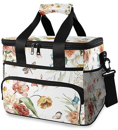 Rose Schmetterling Kamelie Blume Kühltasche Thermo Isolierte Picknicktasche Groß Auslaufsicher Kühltasche Lunchbox für Erwachsene Männer Frauen