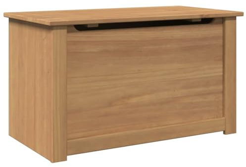 vidaXL Wooden Storage Chest with Lid - Solid Pine Wood Storage Box (79x42x46 cm) - Rustic Farmhouse Style for Living Room/Bedroom/Hallway