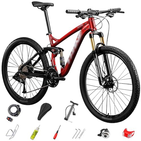 27.5 Zoll Mountainbike mit Aluminiumrahmen, 27 Gang, Leichtgewichts-MTB Mountainbike, Höhenverstellbar Softail-Mountainbike, Aluminium Rennrad für Mädchen Jungen Herren und Damen A-27.5,27-Speed