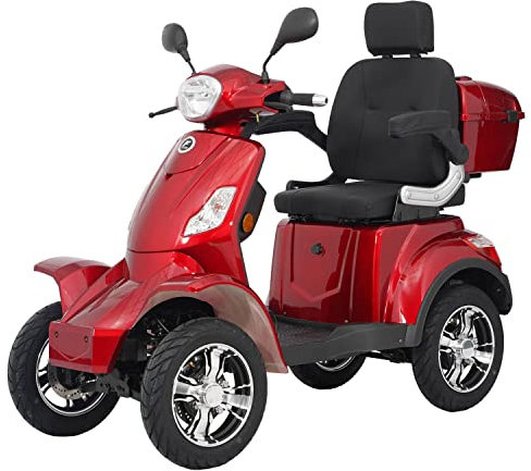 Elektromobil “Vita Care 4000”, 25 km/h, 20Ah, 50 Kilometer Reichweite, Blei-Gel Batterie, Seniorenmobil, E-Mobil, Senioren, Seniorenroller Straßenzulassung, Elektrofahrzeug, Rot