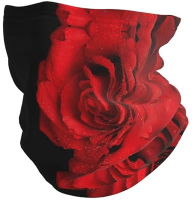 KLMELLMDE Multifunktionstuch für Erwachsene, Motiv: rote Rose, Sportmaske, elastischer Halswärmer, multifunktional, Outdoor-Kopftuch, Schwarz , Einheitsgröße