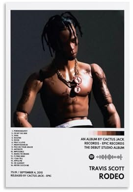 CHIMOSHEJI Travis Scott Poster, Musikposter, Wandkunst, dekoratives Gemälde, Schlafzimmer, Malposter, 30 x 45 cm, ungerahmter Stil