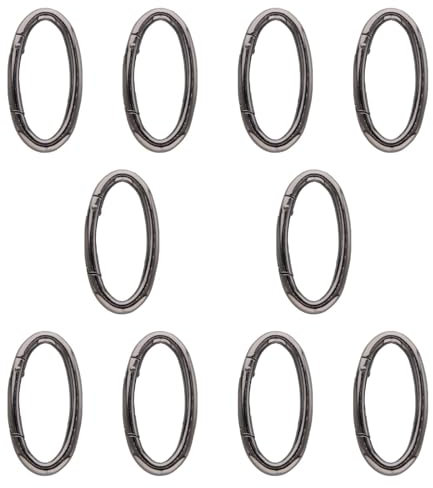 Baoblaze 10x ovale Federkarabinerhaken, Karabinerhaken, Schnappclip, Basteln, Federöffnung, Hardware, Schlüsselanhänger, Schnalle für Reisen, Wandern, Outdoor, Dunkelgrau